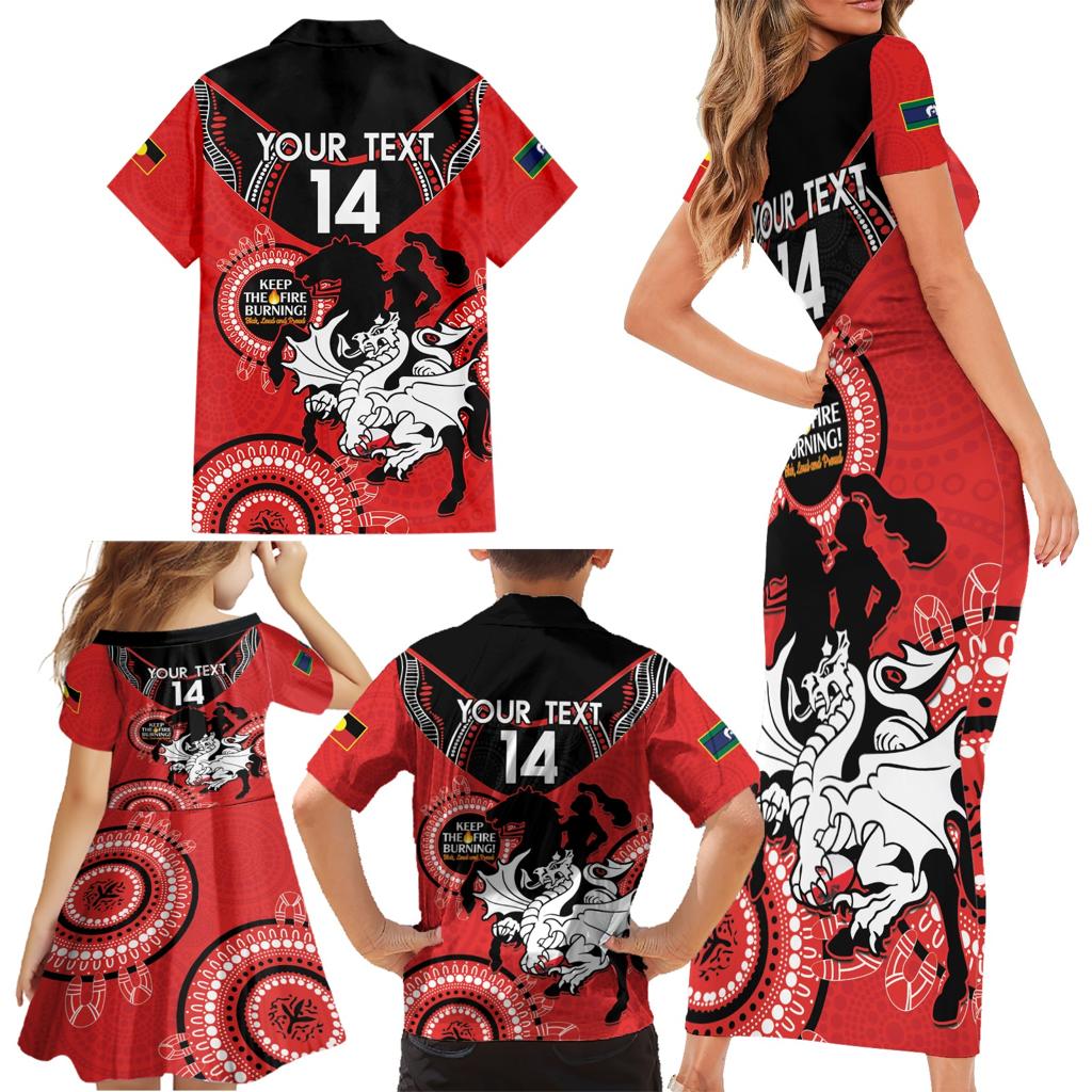 Custom NRL Dragons NAIDOC Week Family Matching Short Sleeve Bodycon Dress and Hawaiian Shirt Keep The Fire Burning Indigenous Art