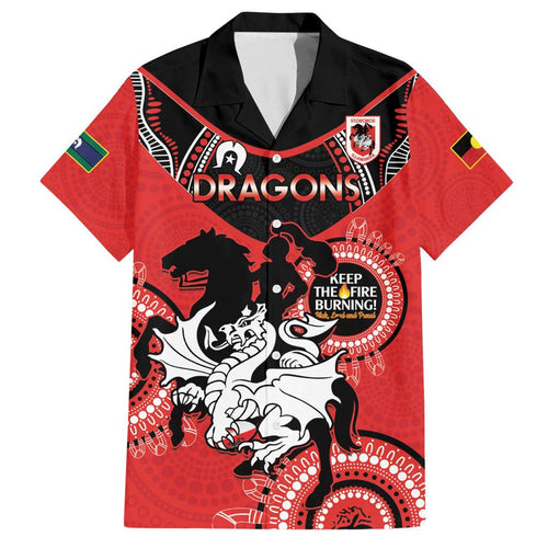 Custom NRL Dragons NAIDOC Week Family Matching Short Sleeve Bodycon Dress and Hawaiian Shirt Keep The Fire Burning Indigenous Art