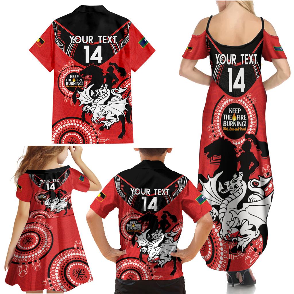 Custom NRL Dragons NAIDOC Week Family Matching Summer Maxi Dress and Hawaiian Shirt Keep The Fire Burning Indigenous Art