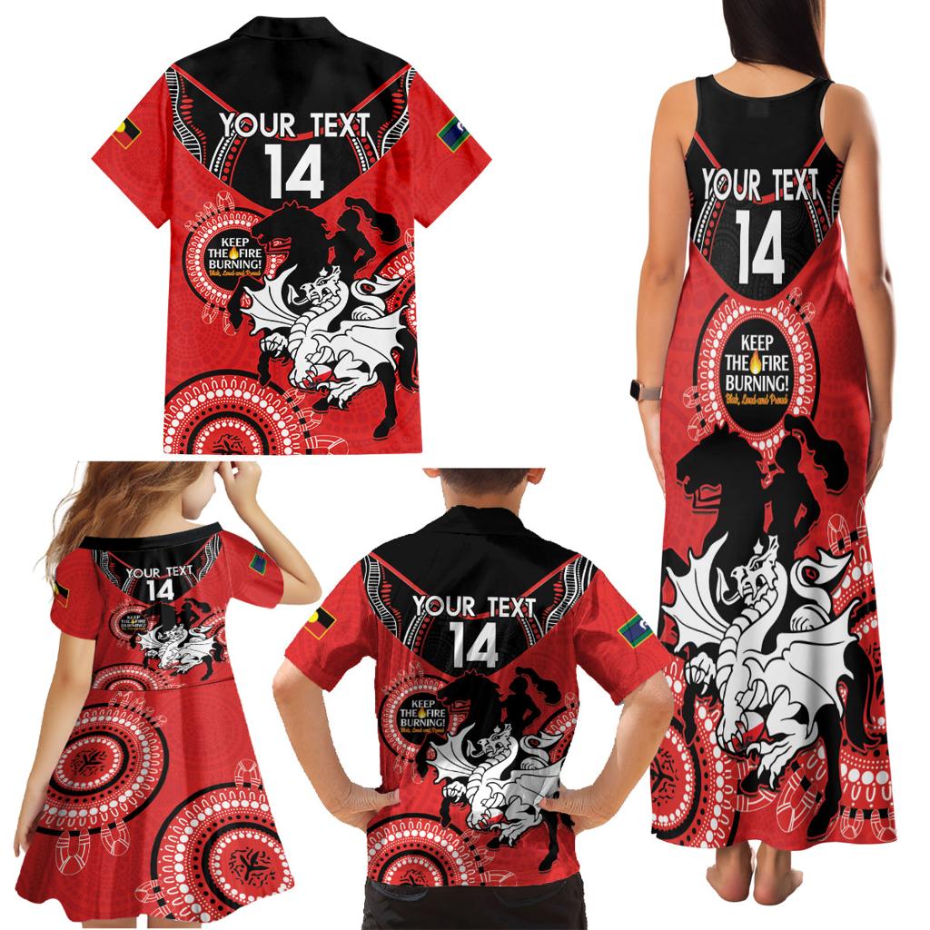 Custom NRL Dragons NAIDOC Week Family Matching Tank Maxi Dress and Hawaiian Shirt Keep The Fire Burning Indigenous Art