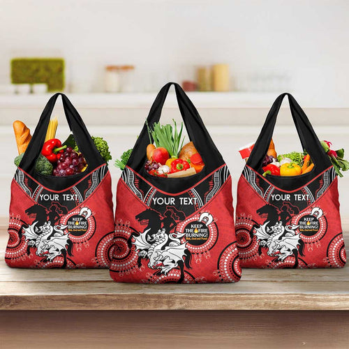 Custom NRL Dragons NAIDOC Week Grocery Bag Keep The Fire Burning Indigenous Art