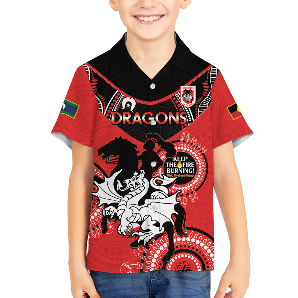 Custom NRL Dragons NAIDOC Week Hawaiian Shirt Keep The Fire Burning Indigenous Art