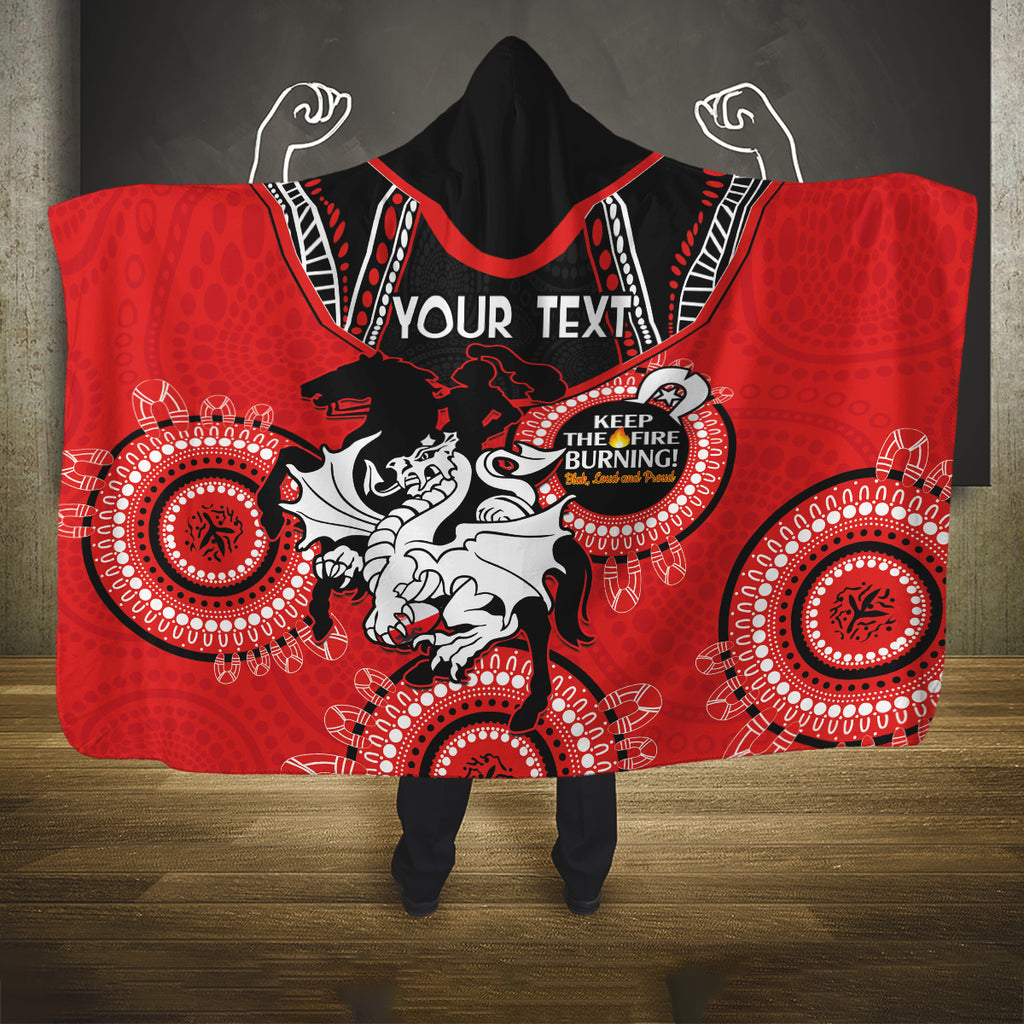 Custom NRL Dragons NAIDOC Week Hooded Blanket Keep The Fire Burning Indigenous Art