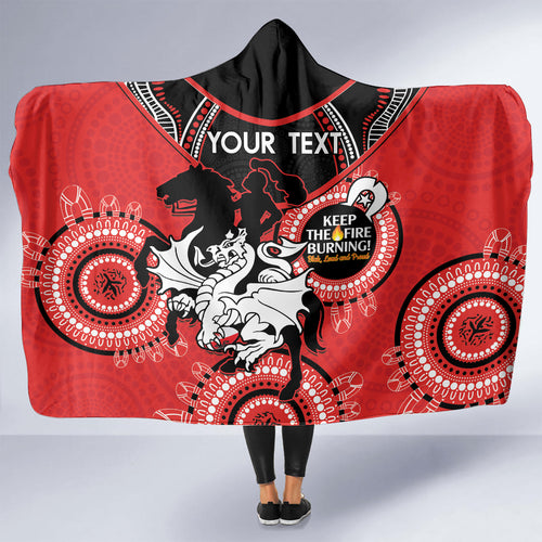 Custom NRL Dragons NAIDOC Week Hooded Blanket Keep The Fire Burning Indigenous Art