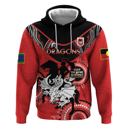 Custom NRL Dragons NAIDOC Week Hoodie Keep The Fire Burning Indigenous Art