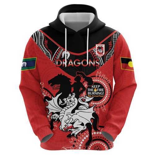 Custom NRL Dragons NAIDOC Week Hoodie Keep The Fire Burning Indigenous Art
