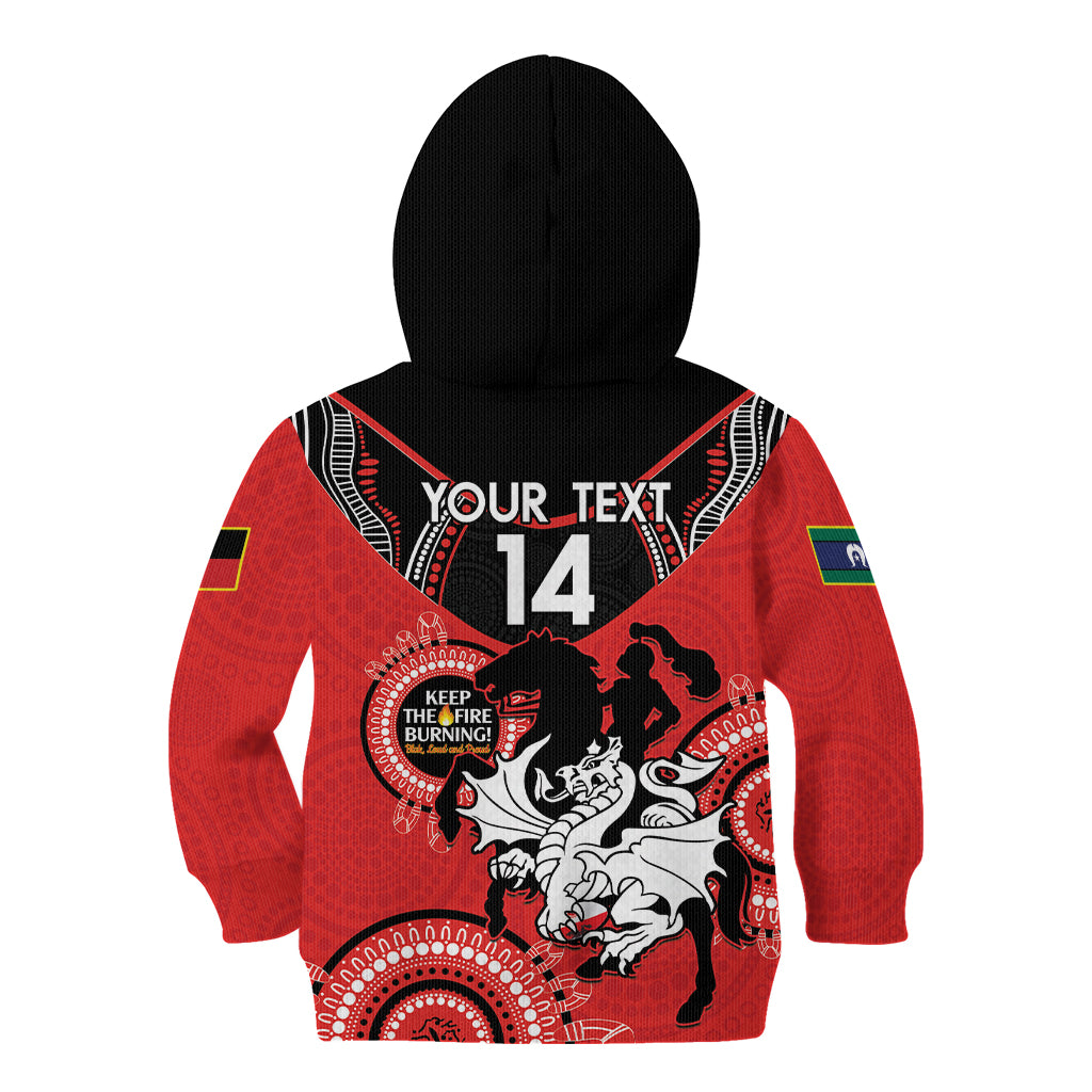 Custom NRL Dragons NAIDOC Week Kid Hoodie Keep The Fire Burning Indigenous Art