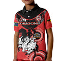 Custom NRL Dragons NAIDOC Week Kid Polo Shirt Keep The Fire Burning Indigenous Art