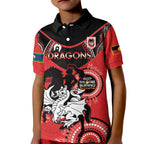 Custom NRL Dragons NAIDOC Week Kid Polo Shirt Keep The Fire Burning Indigenous Art