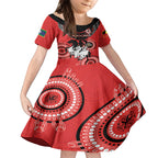 Custom NRL Dragons NAIDOC Week Kid Short Sleeve Dress Keep The Fire Burning Indigenous Art