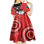 Custom NRL Dragons NAIDOC Week Kid Short Sleeve Dress Keep The Fire Burning Indigenous Art