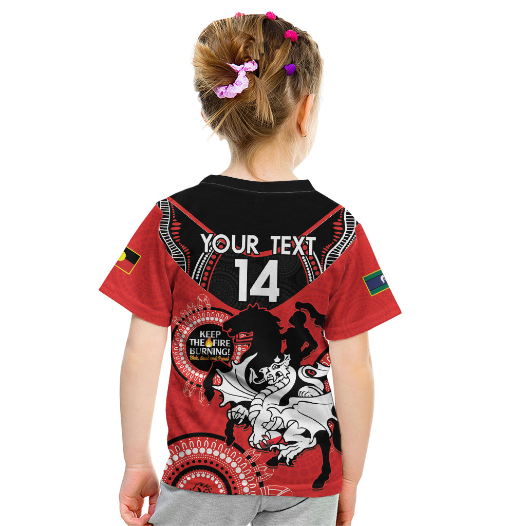 Custom NRL Dragons NAIDOC Week Kid T Shirt Keep The Fire Burning Indigenous Art