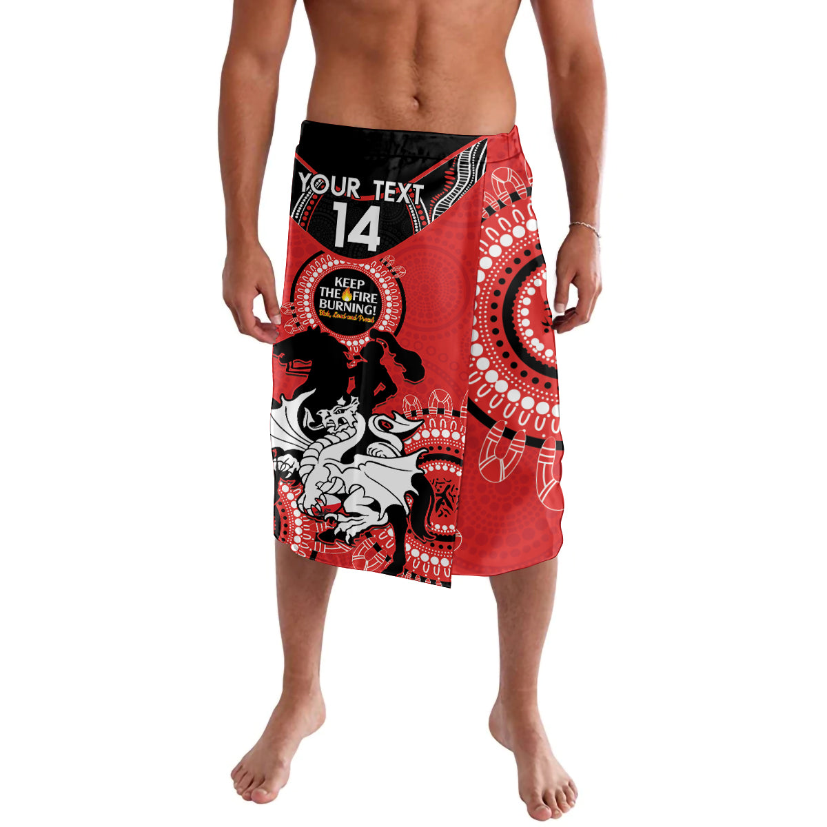 Custom NRL Dragons NAIDOC Week Lavalava Keep The Fire Burning Indigenous Art