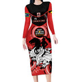Custom NRL Dragons NAIDOC Week Long Sleeve Bodycon Dress Keep The Fire Burning Indigenous Art