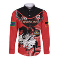 Custom NRL Dragons NAIDOC Week Long Sleeve Button Shirt Keep The Fire Burning Indigenous Art
