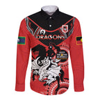 Custom NRL Dragons NAIDOC Week Long Sleeve Button Shirt Keep The Fire Burning Indigenous Art