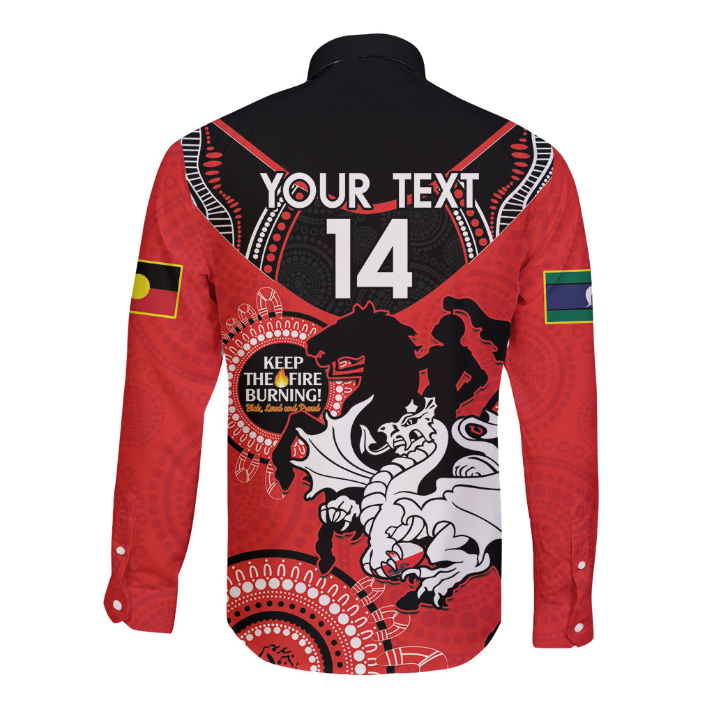 Custom NRL Dragons NAIDOC Week Long Sleeve Button Shirt Keep The Fire Burning Indigenous Art
