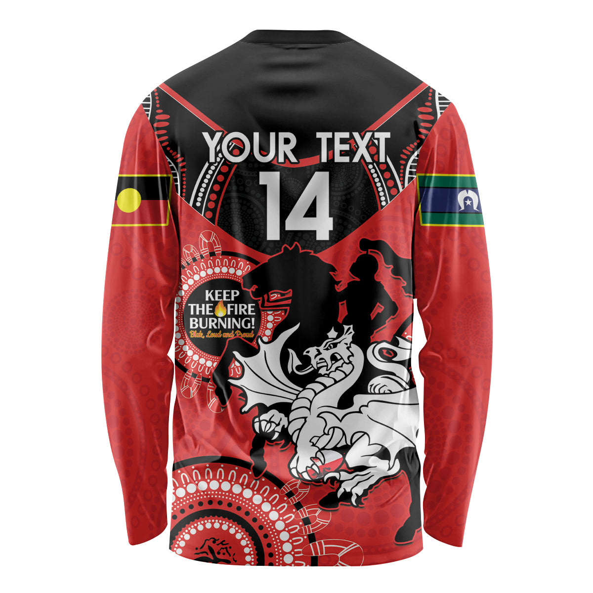 Custom NRL Dragons NAIDOC Week Long Sleeve Shirt Keep The Fire Burning Indigenous Art