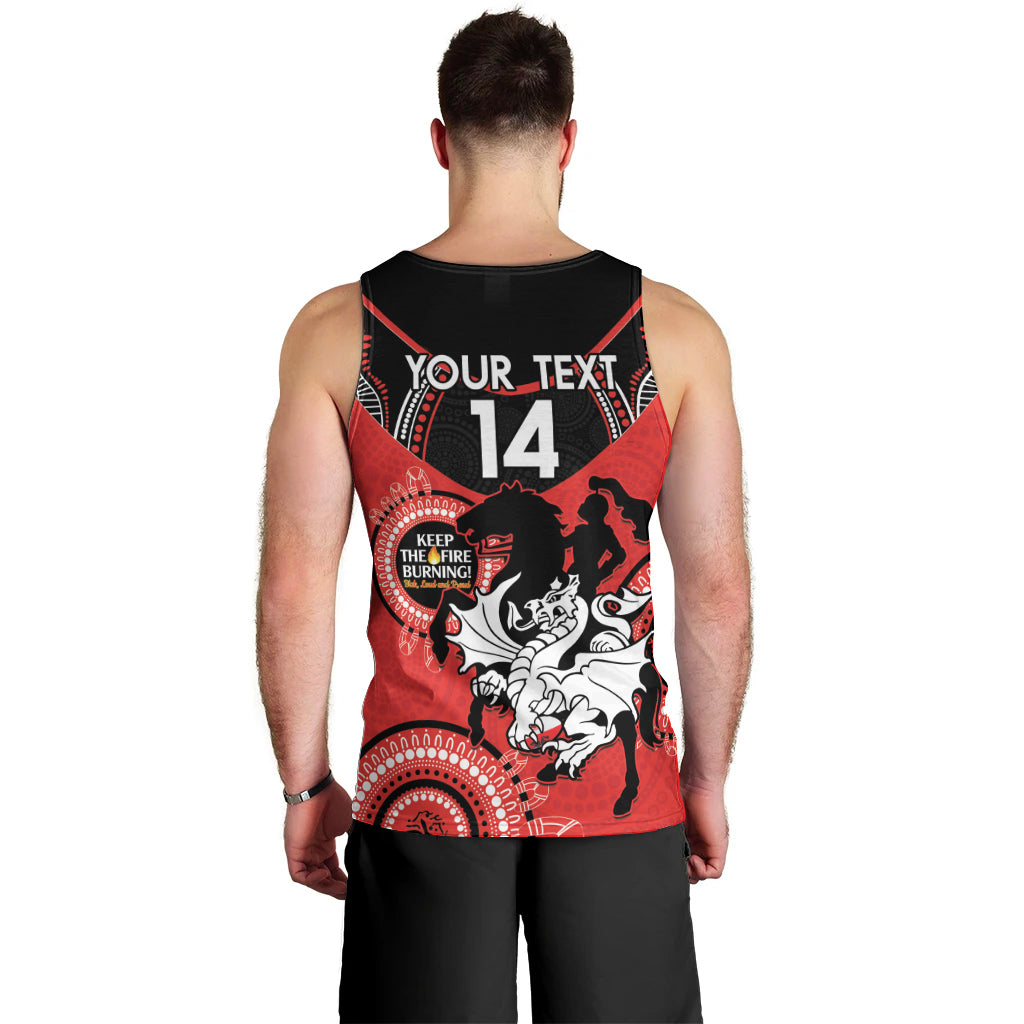 Custom NRL Dragons NAIDOC Week Men Tank Top Keep The Fire Burning Indigenous Art