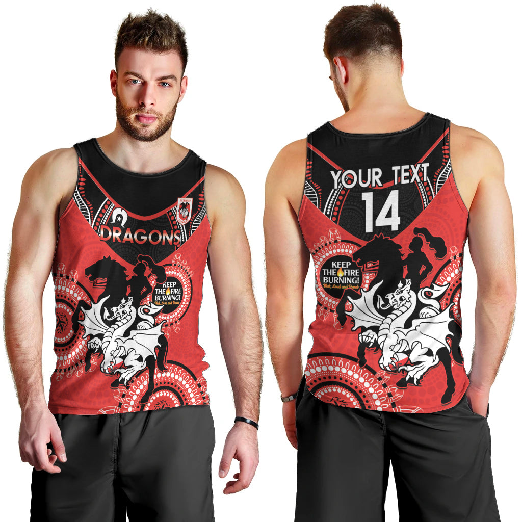 Custom NRL Dragons NAIDOC Week Men Tank Top Keep The Fire Burning Indigenous Art