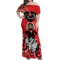 Custom NRL Dragons NAIDOC Week Off Shoulder Maxi Dress Keep The Fire Burning Indigenous Art