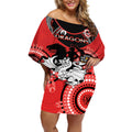 Custom NRL Dragons NAIDOC Week Off Shoulder Short Dress Keep The Fire Burning Indigenous Art