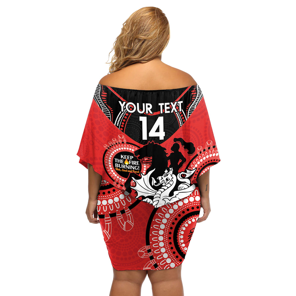 Custom NRL Dragons NAIDOC Week Off Shoulder Short Dress Keep The Fire Burning Indigenous Art
