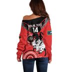 Custom NRL Dragons NAIDOC Week Off Shoulder Sweater Keep The Fire Burning Indigenous Art