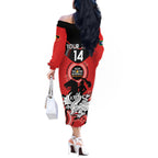 Custom NRL Dragons NAIDOC Week Off The Shoulder Long Sleeve Dress Keep The Fire Burning Indigenous Art