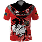 Custom NRL Dragons NAIDOC Week Polo Shirt Keep The Fire Burning Indigenous Art