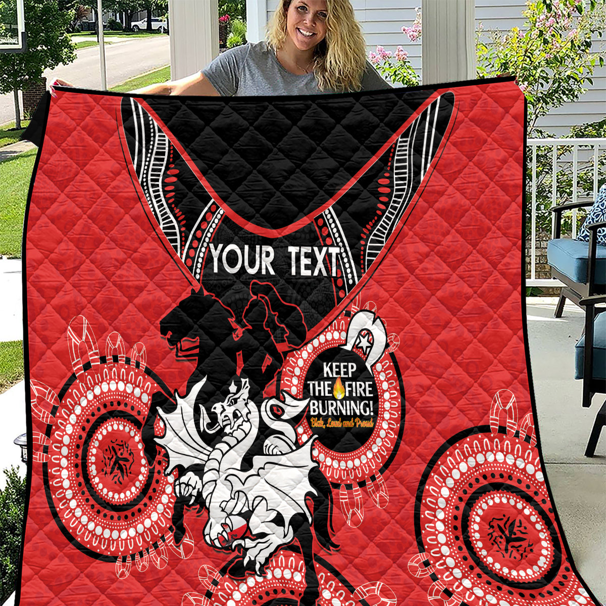 Custom NRL Dragons NAIDOC Week Quilt Keep The Fire Burning Indigenous Art