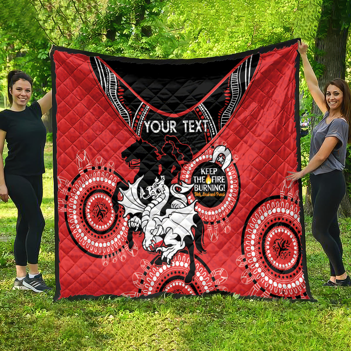 Custom NRL Dragons NAIDOC Week Quilt Keep The Fire Burning Indigenous Art