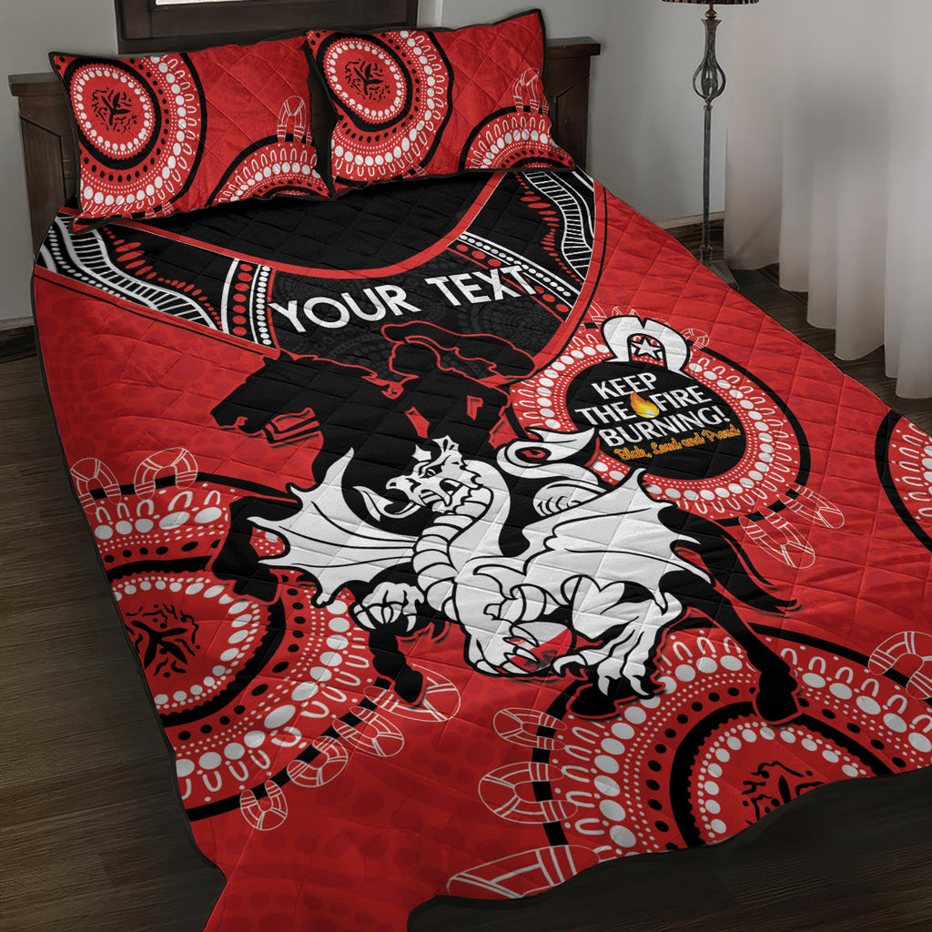 Custom NRL Dragons NAIDOC Week Quilt Bed Set Keep The Fire Burning Indigenous Art