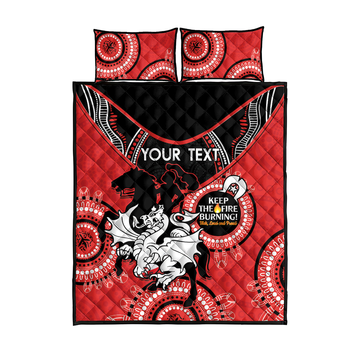 Custom NRL Dragons NAIDOC Week Quilt Bed Set Keep The Fire Burning Indigenous Art
