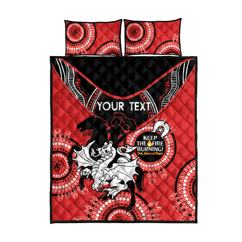 Custom NRL Dragons NAIDOC Week Quilt Bed Set Keep The Fire Burning Indigenous Art