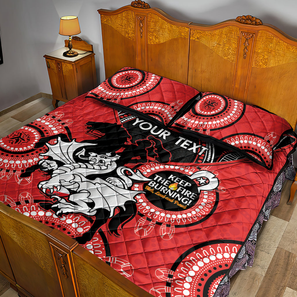 Custom NRL Dragons NAIDOC Week Quilt Bed Set Keep The Fire Burning Indigenous Art
