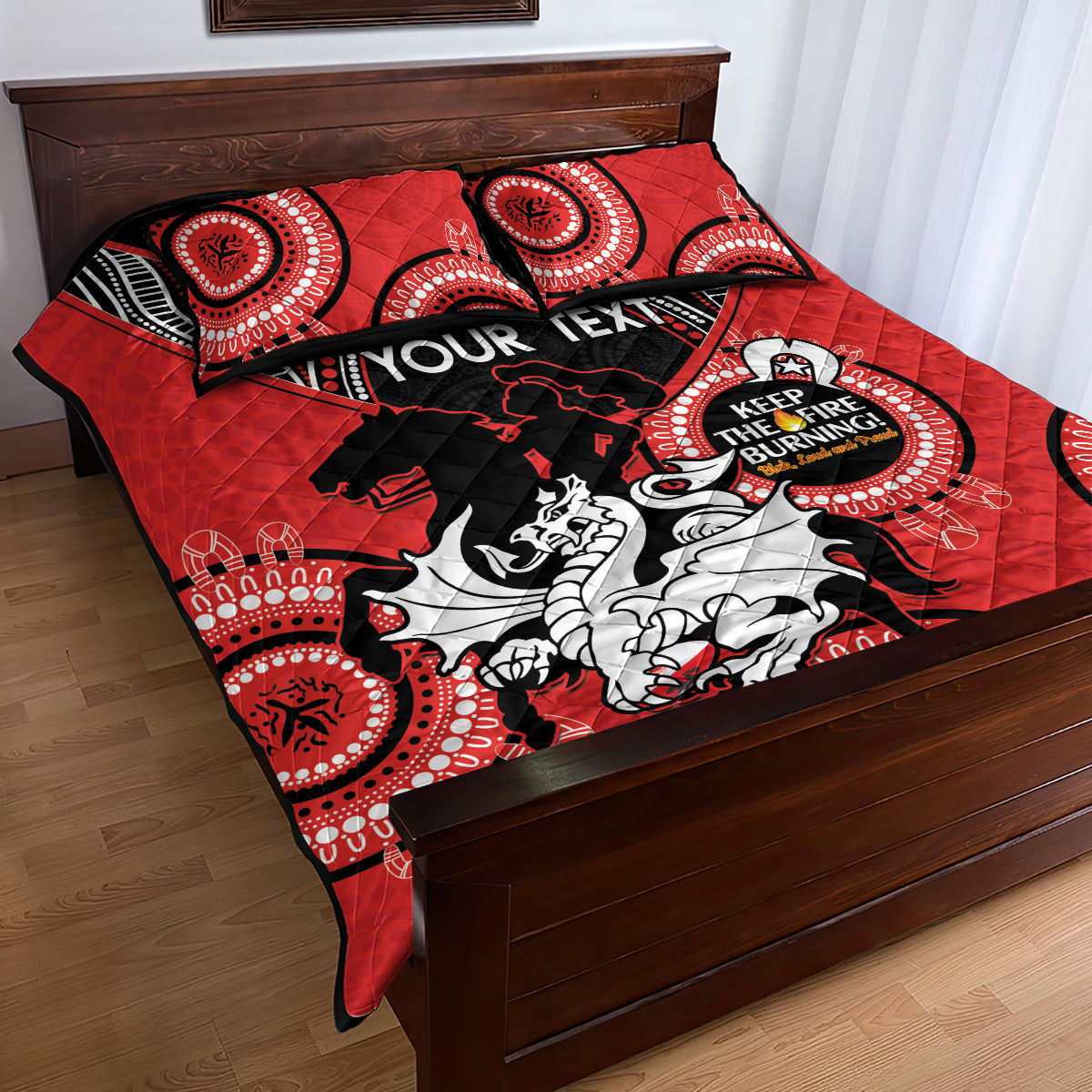 Custom NRL Dragons NAIDOC Week Quilt Bed Set Keep The Fire Burning Indigenous Art
