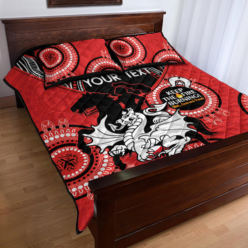 Custom NRL Dragons NAIDOC Week Quilt Bed Set Keep The Fire Burning Indigenous Art