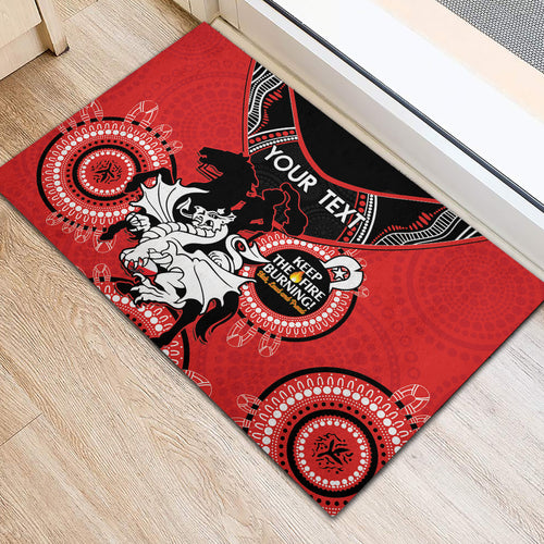Custom NRL Dragons NAIDOC Week Rubber Doormat Keep The Fire Burning Indigenous Art