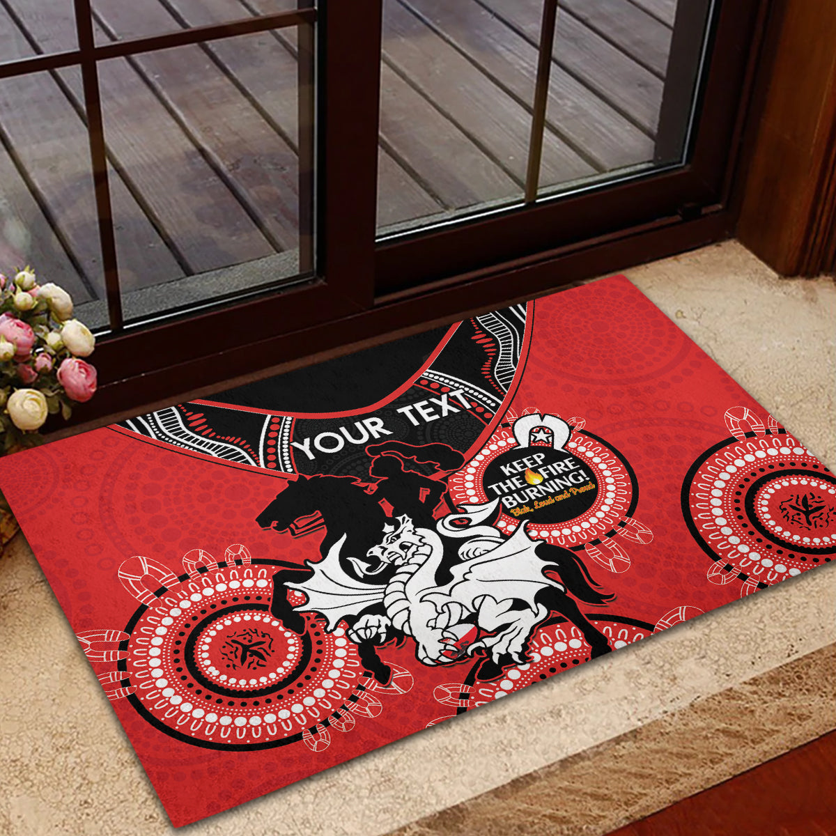 Custom NRL Dragons NAIDOC Week Rubber Doormat Keep The Fire Burning Indigenous Art