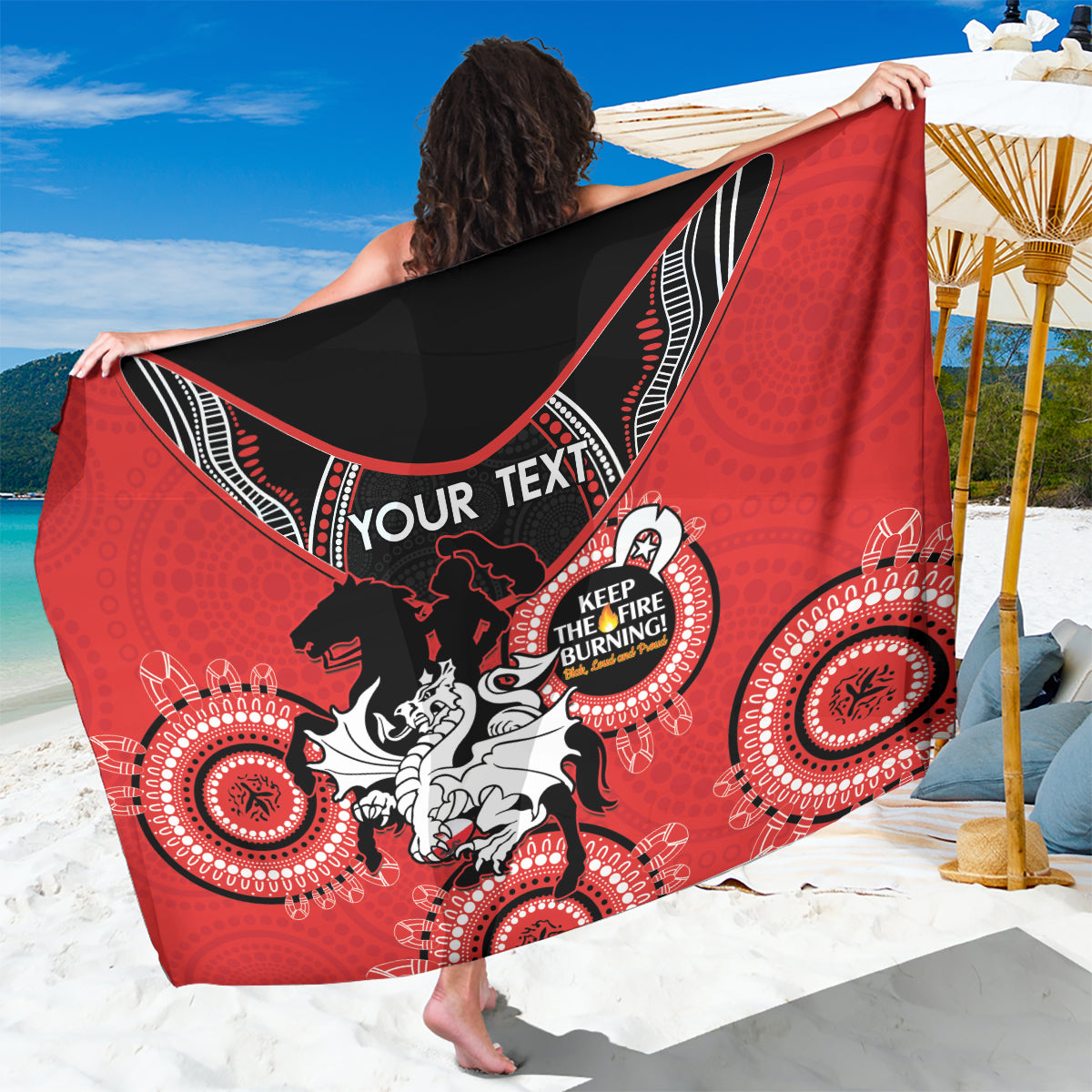 Custom NRL Dragons NAIDOC Week Sarong Keep The Fire Burning Indigenous Art