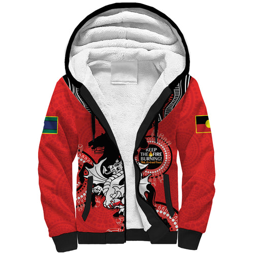 Custom NRL Dragons NAIDOC Week Sherpa Hoodie Keep The Fire Burning Indigenous Art