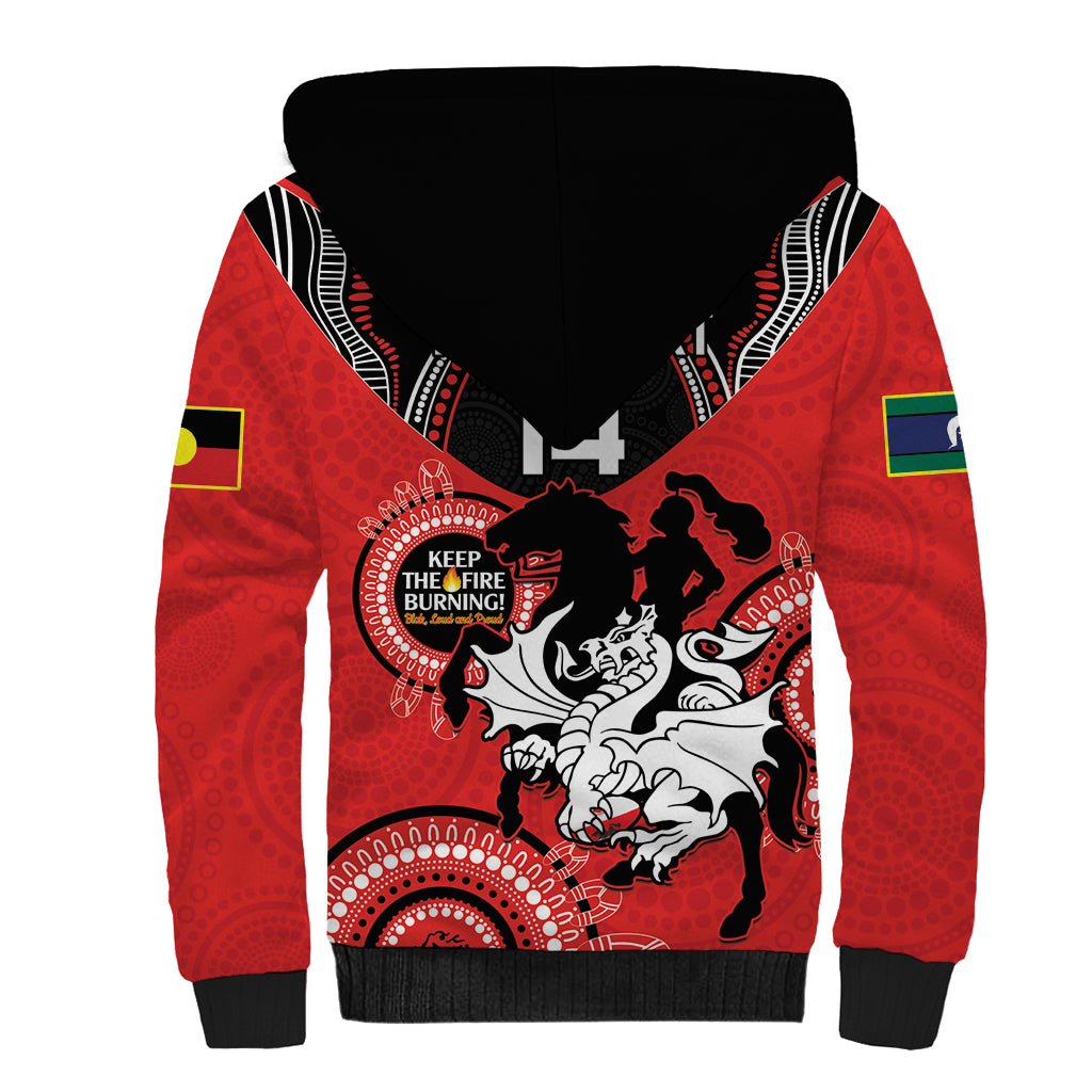 Custom NRL Dragons NAIDOC Week Sherpa Hoodie Keep The Fire Burning Indigenous Art