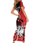 Custom NRL Dragons NAIDOC Week Short Sleeve Bodycon Dress Keep The Fire Burning Indigenous Art