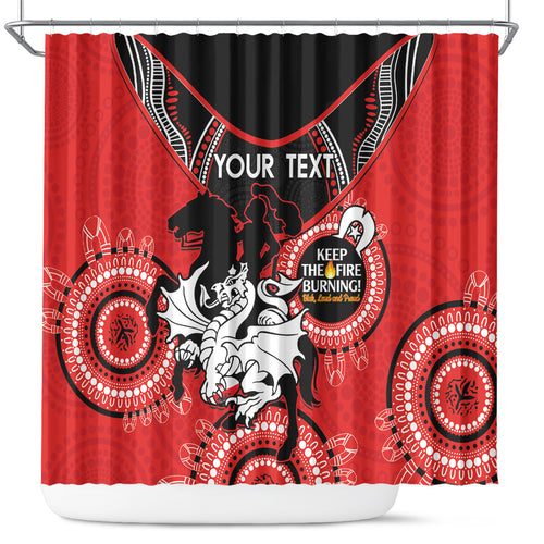 Custom NRL Dragons NAIDOC Week Shower Curtain Keep The Fire Burning Indigenous Art