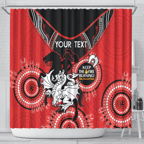 Custom NRL Dragons NAIDOC Week Shower Curtain Keep The Fire Burning Indigenous Art