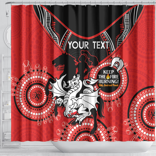Custom NRL Dragons NAIDOC Week Shower Curtain Keep The Fire Burning Indigenous Art