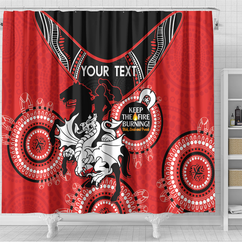 Custom NRL Dragons NAIDOC Week Shower Curtain Keep The Fire Burning Indigenous Art