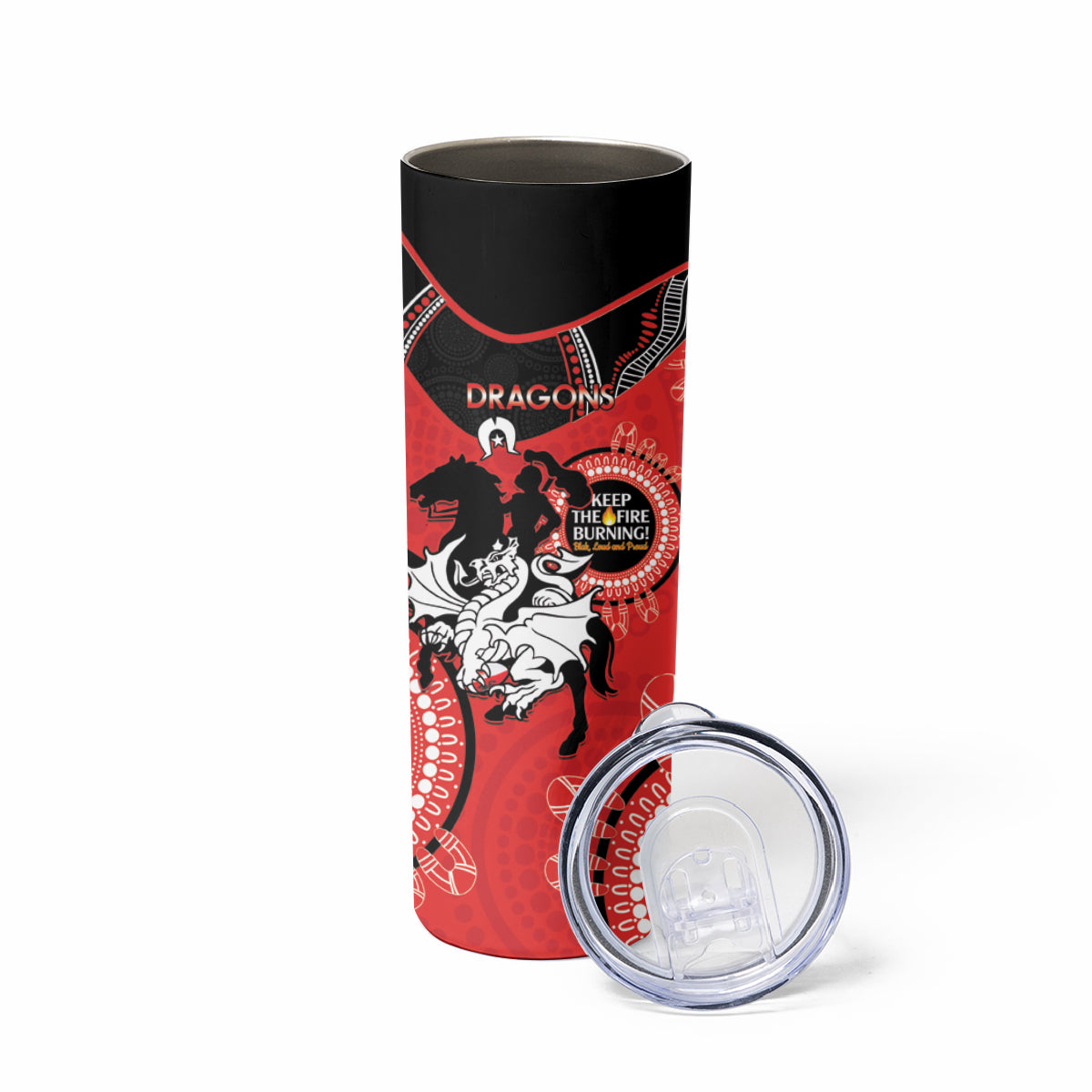 NRL Dragons NAIDOC Week Skinny Tumbler Keep The Fire Burning Indigenous Art