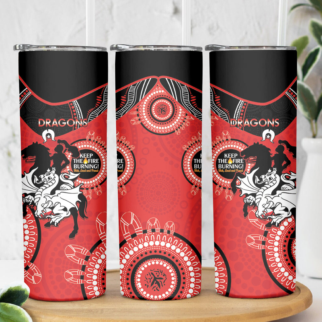 NRL Dragons NAIDOC Week Skinny Tumbler Keep The Fire Burning Indigenous Art